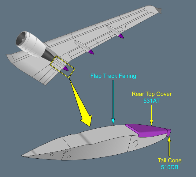 ILLUSTRATION FLAP TRACK FAIRING REAR TOP COVER AND TAIL CONE ILLUSTRATION FLAP TRACK FAIRING REAR TOP COVER AND TAIL CONE