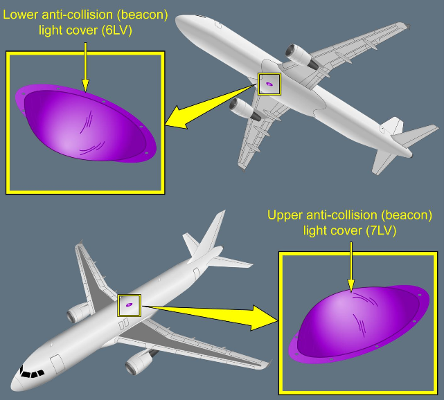 ILLUSTRATION UPPER AND LOWER ANTI-COLLISION ( BEACON) LIGHT COVER ILLUSTRATION UPPER AND LOWER ANTI-COLLISION ( BEACON) LIGHT COVER