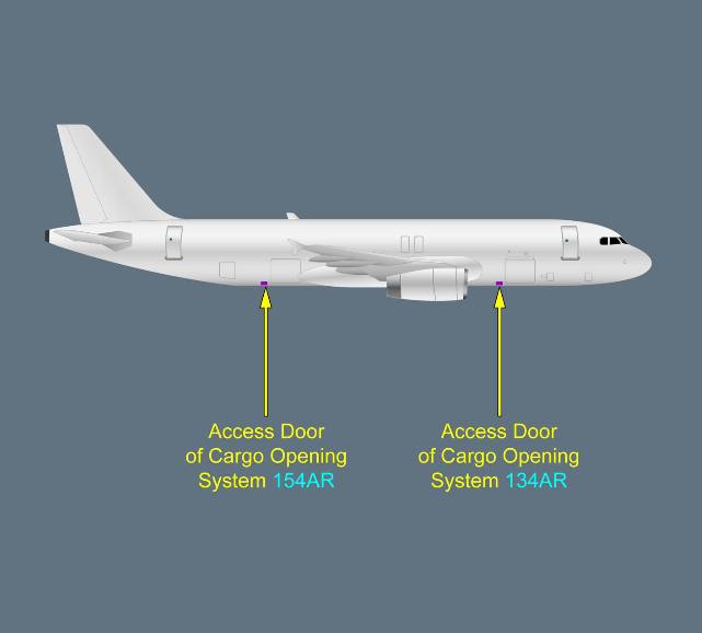 ILLUSTRATION ACCESS DOOR OF CARGO OPENING SYSTEM 134 AR - 154 AR ILLUSTRATION ACCESS DOOR OF CARGO OPENING SYSTEM 134 AR - 154 AR